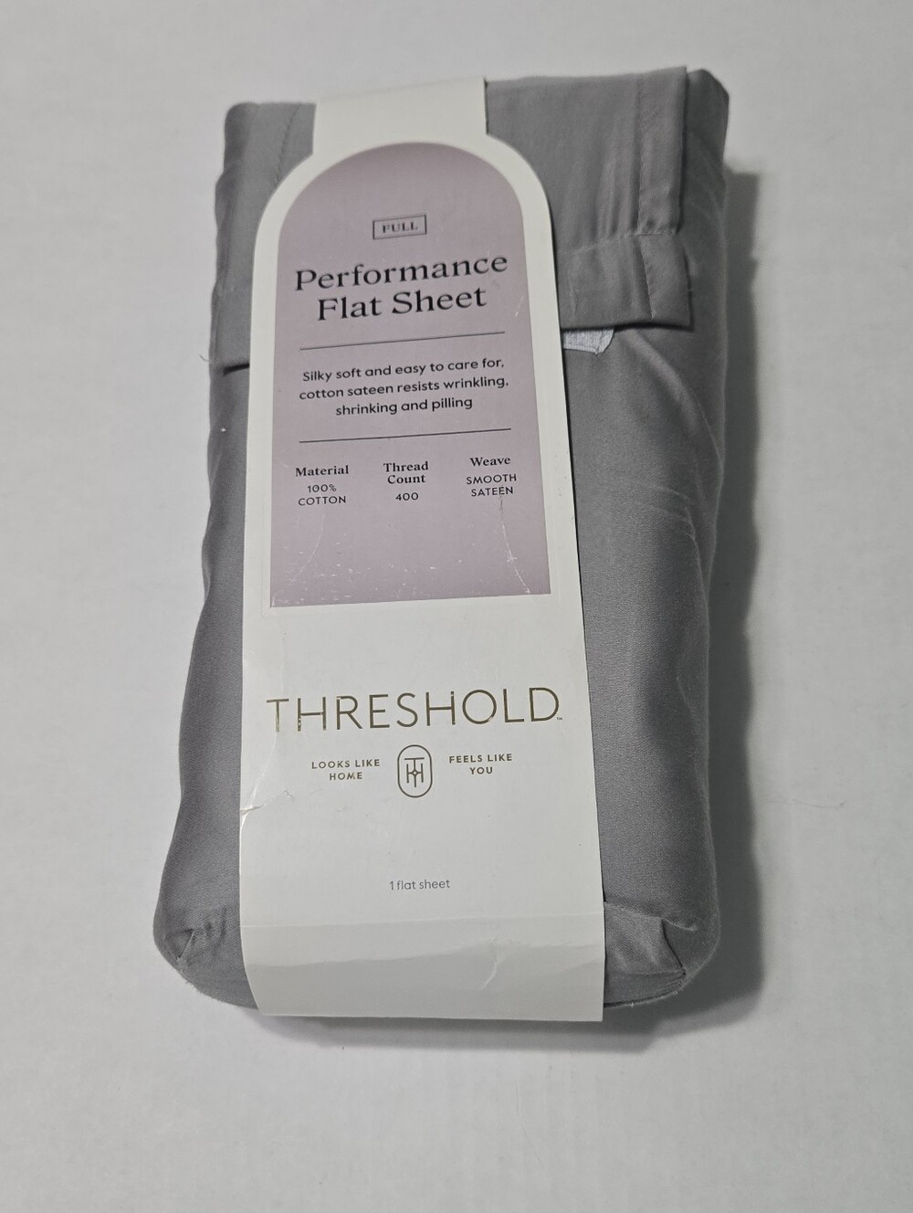 THRESHOLD Performance Flat Sheet-400 thread count-100% Sateen Cotton- NEW